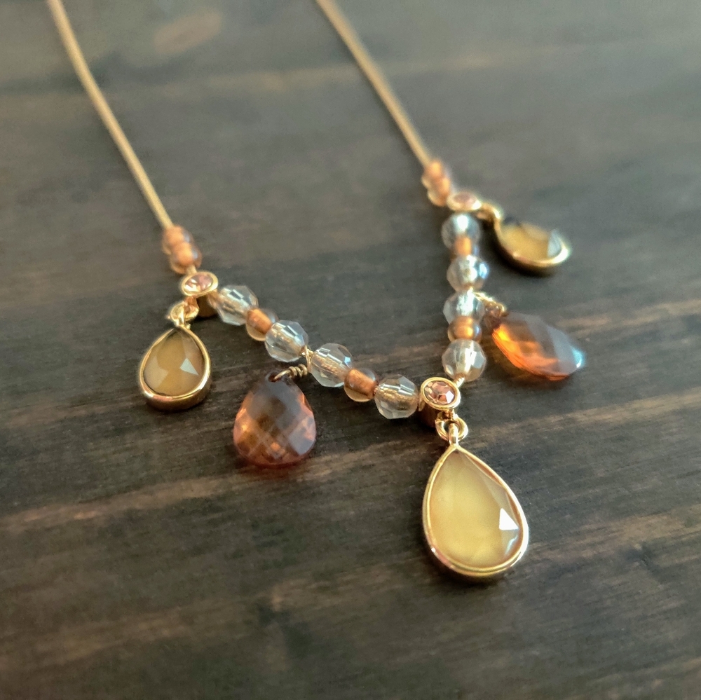 New Lia Sophia Gold Tone Dangle Necklace
